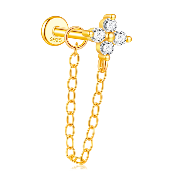 Pendiente Flor Cadena Oro