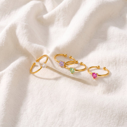 Anillo Mini Corazón Fucsia Oro