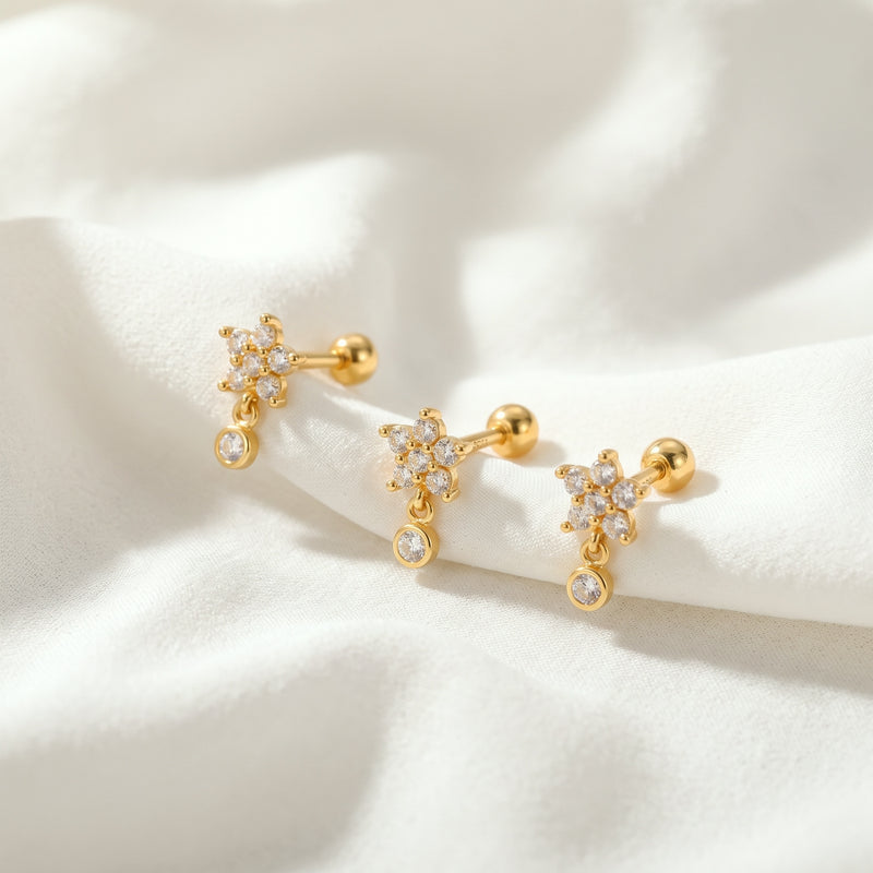 Mini White Flower Earring