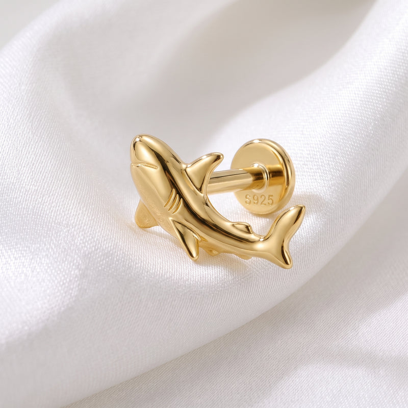 Pendiente Tiburón Blanco Oro