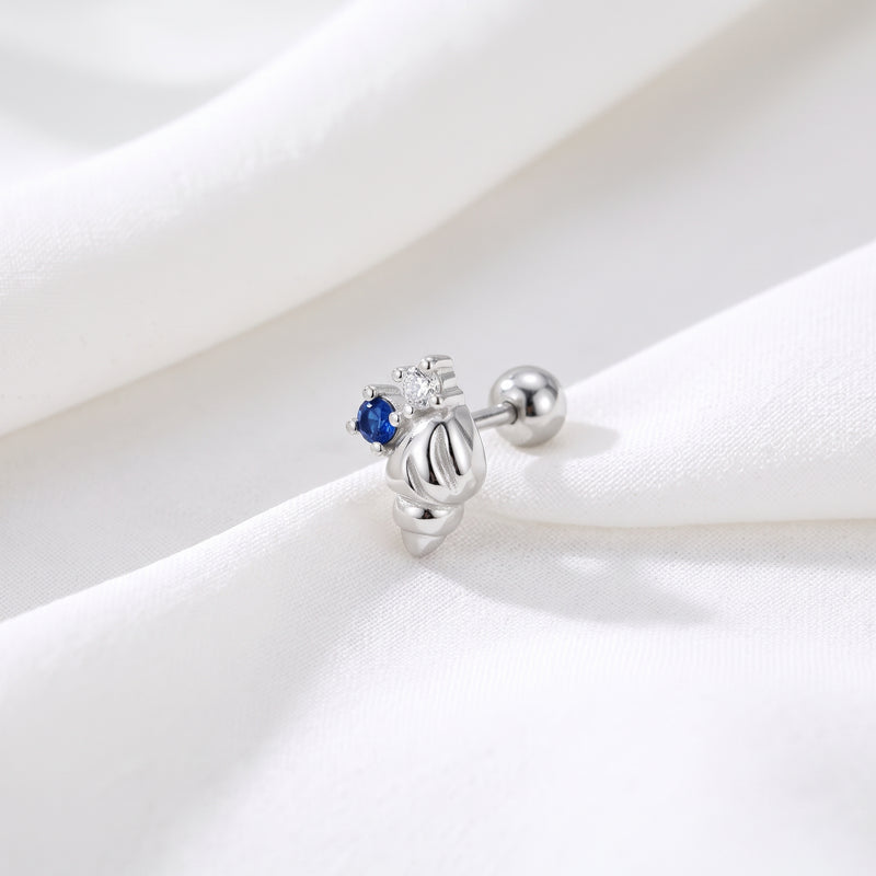Pendiente Caracola de Mar Azul Plata