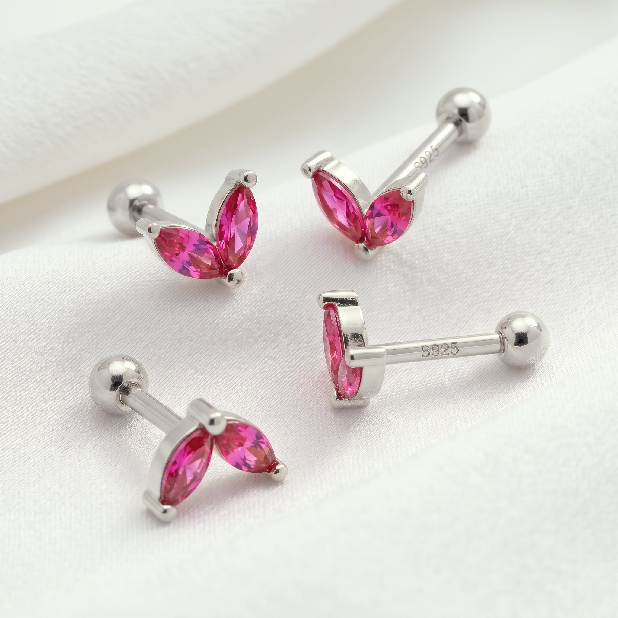 Pendiente Blossom Rosa Plata