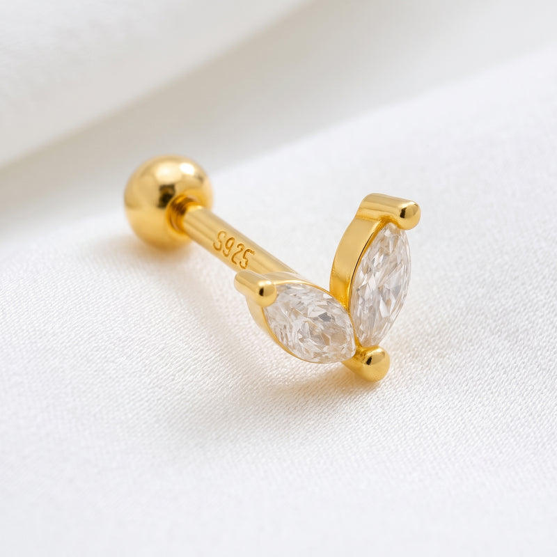Pendiente Blossom Blanco Oro