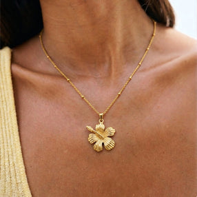 Collar Hibisco Tropical Oro