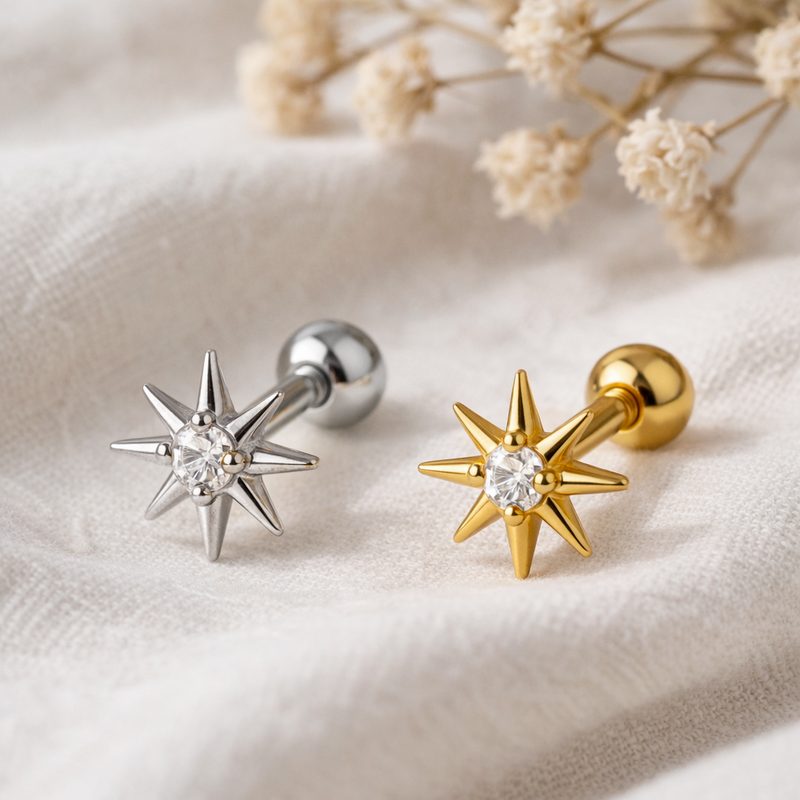 Mini White Flower Earring