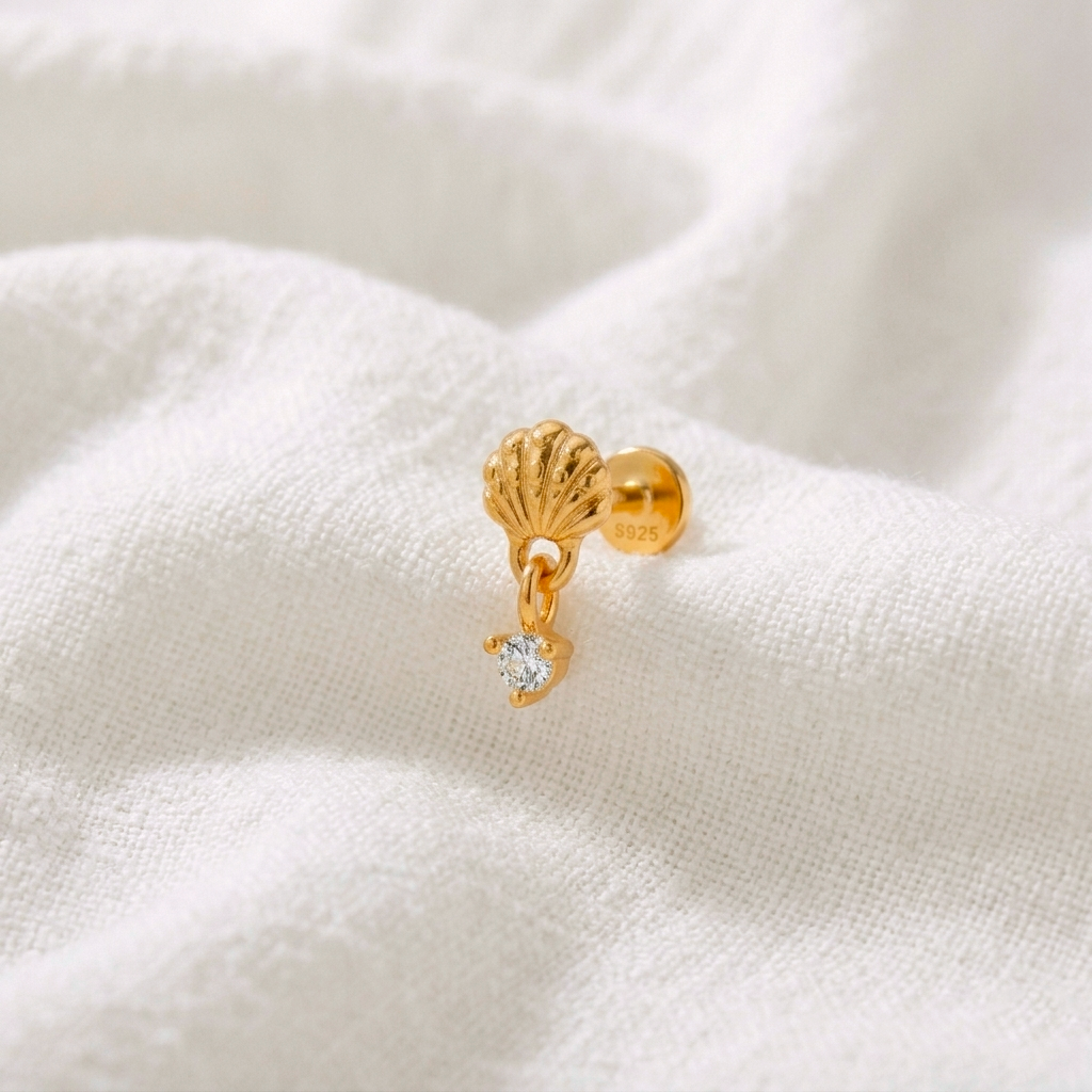 Pendiente Mini Shiny Shell Oro
