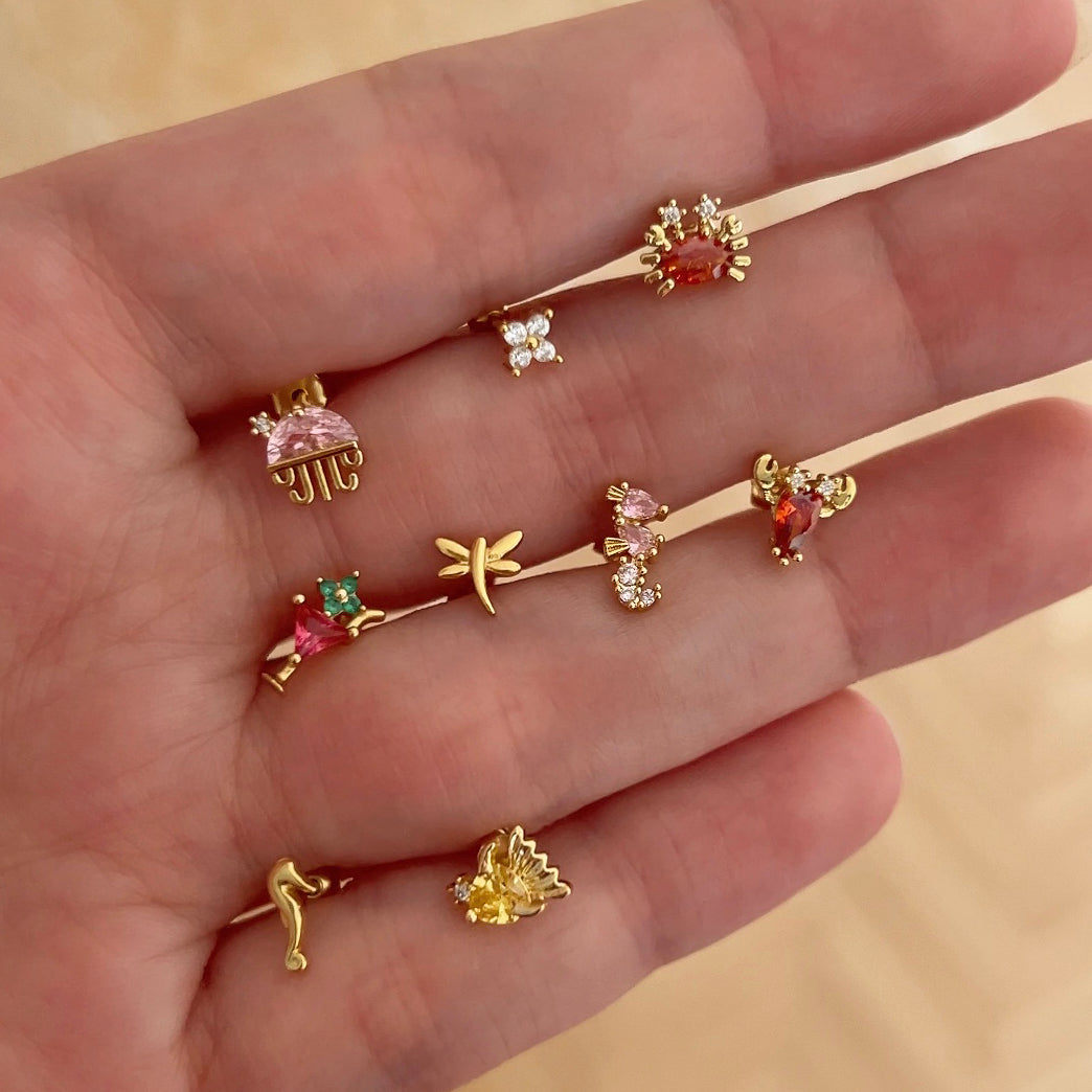 Gold Mini Dragonfly Earring