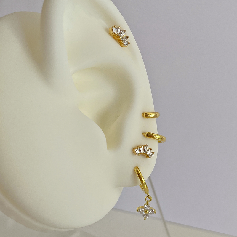 Aros White Flor Oro
