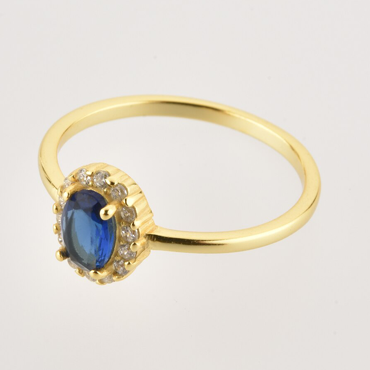 Anillo Oval Blue Oro