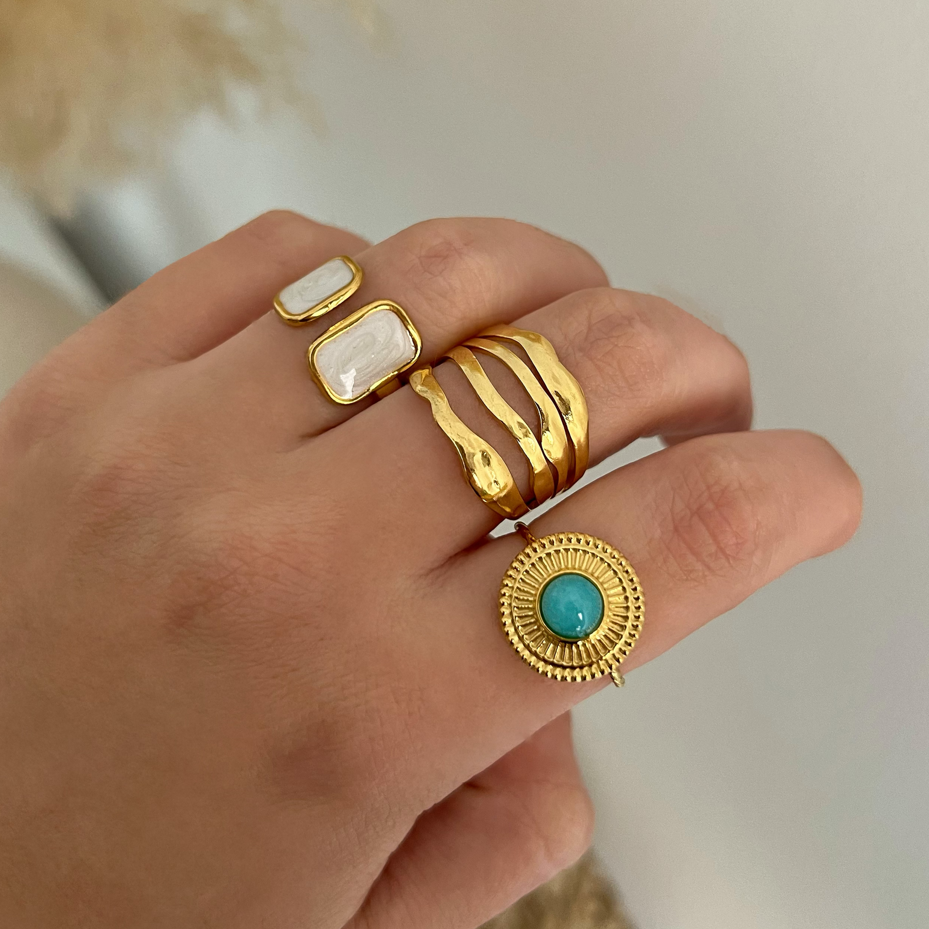 Anillo Larimar Oro