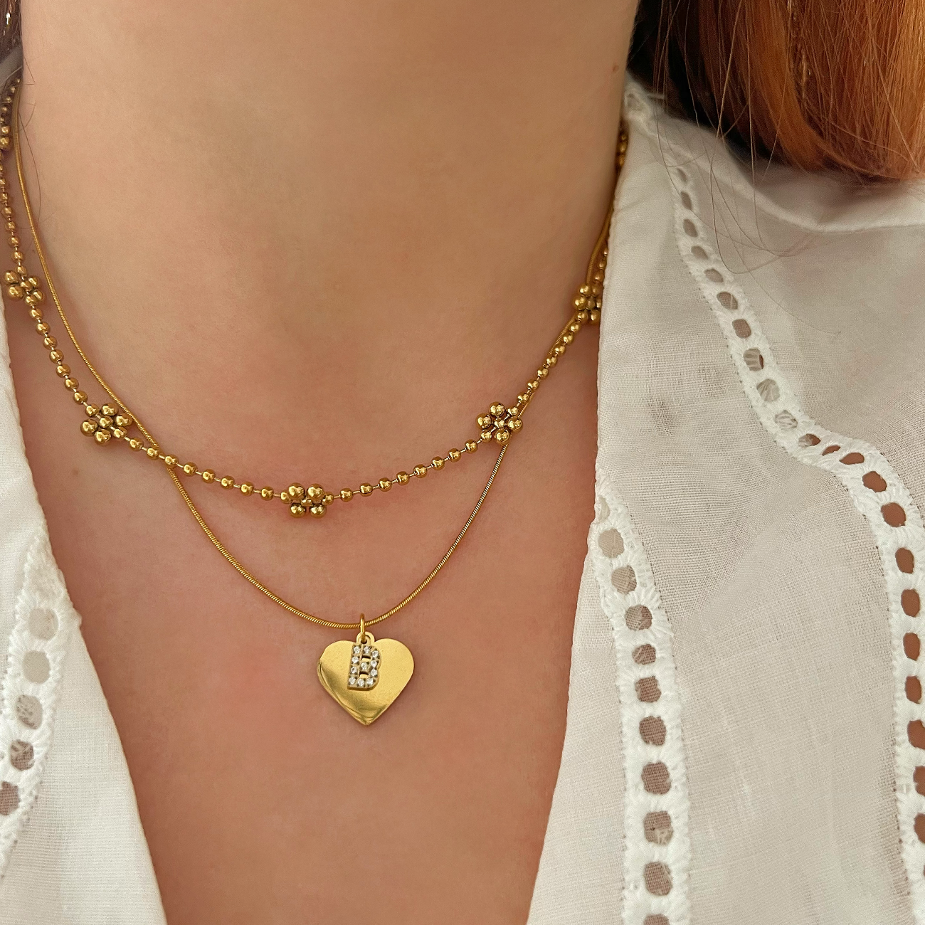 Collar Inicial Corazón Oro