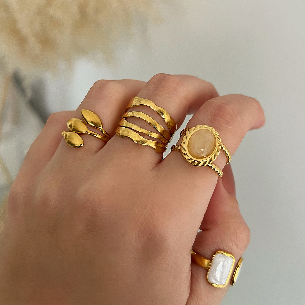 Anillo Cuarzo Rosa Vintage Oro