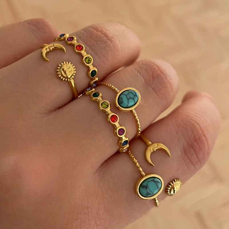 Anello Sole e Luna Oro