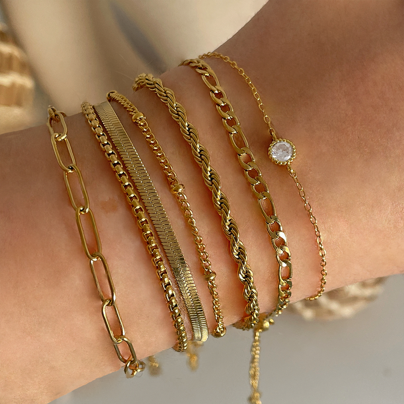 Bracciale a catena serpente in oro - 3mm