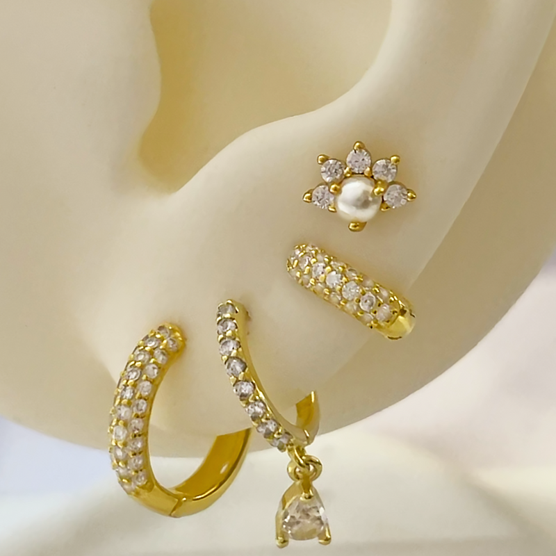 Aros Ayla Blanco Oro