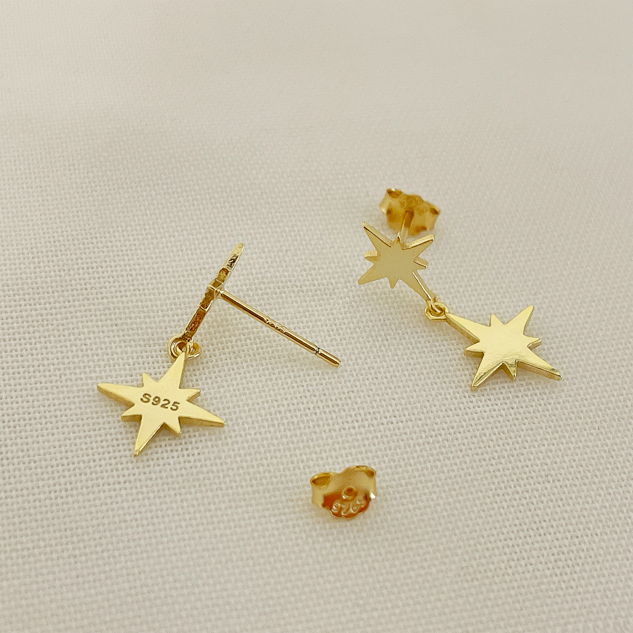 Pendientes Doble Estrella Oro