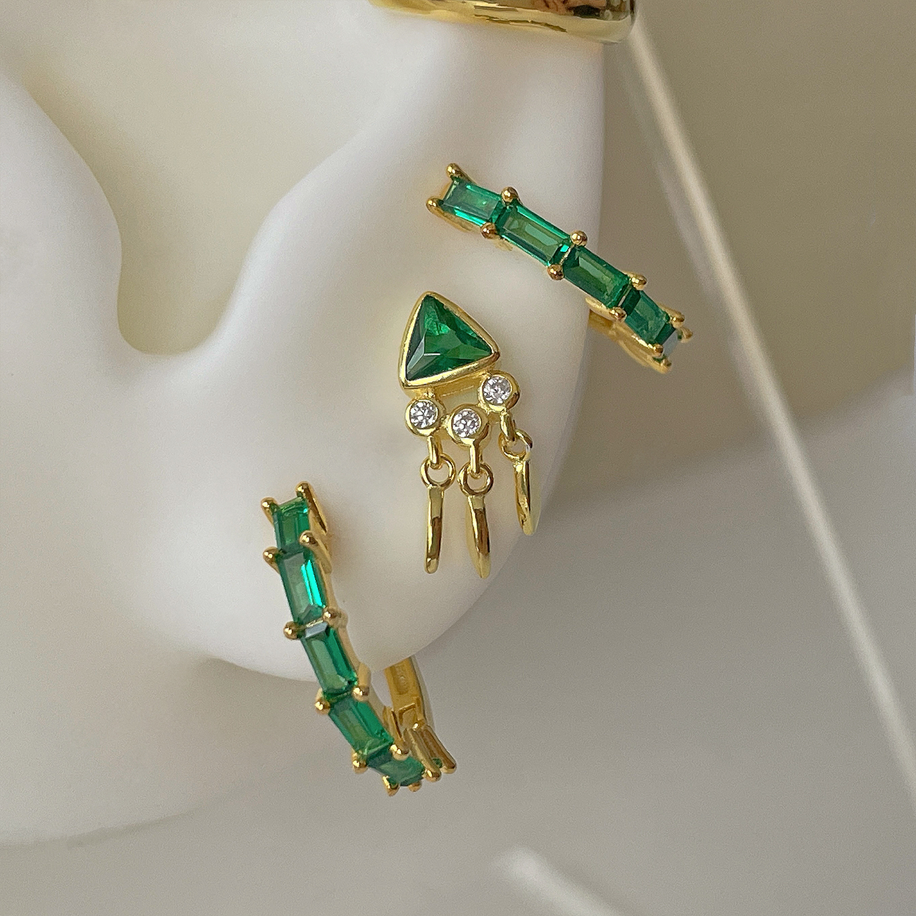 Rhine Green Gold Hoops 