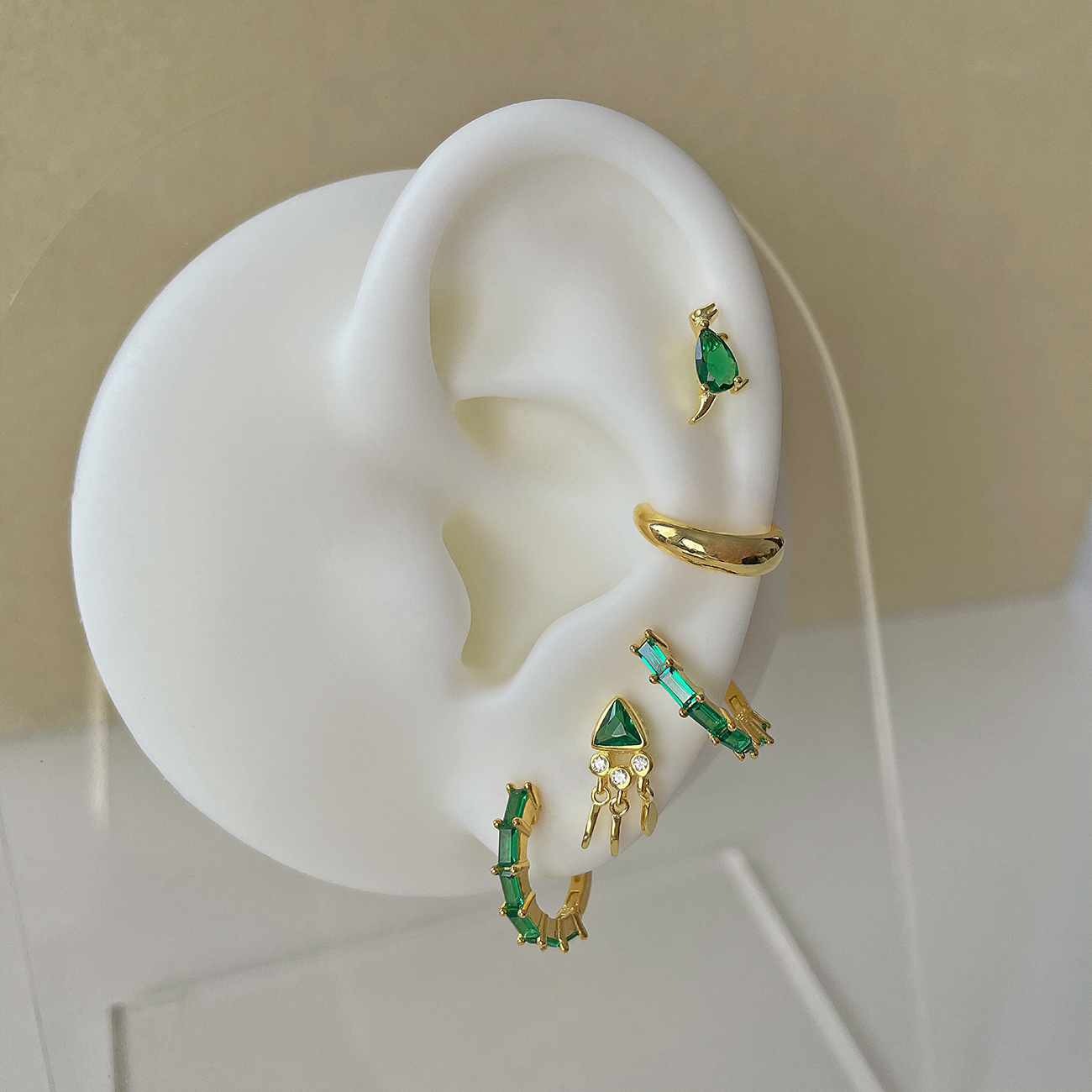 Rhine Green Gold Hoops 