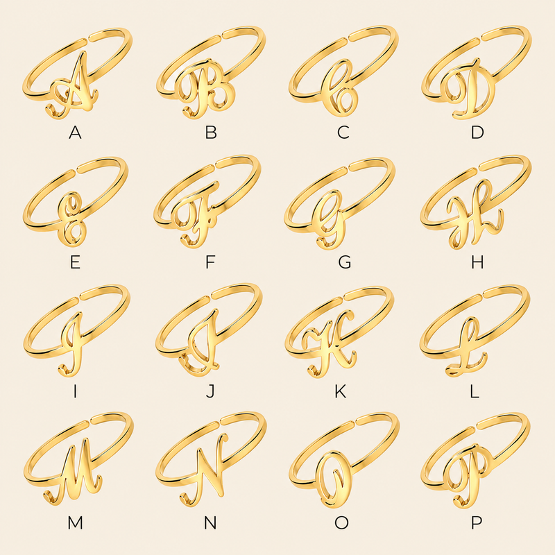 Anello Iniziale Elegante Oro