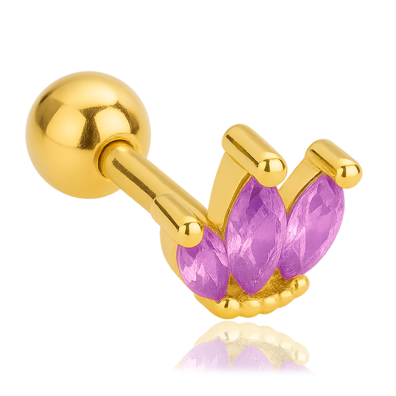 Pendiente Tulipán Lila Oro