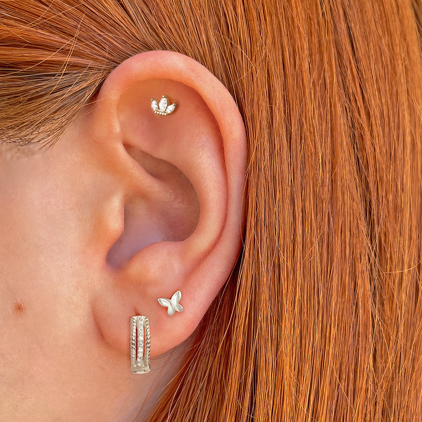 Silver Mini Butterfly Earring