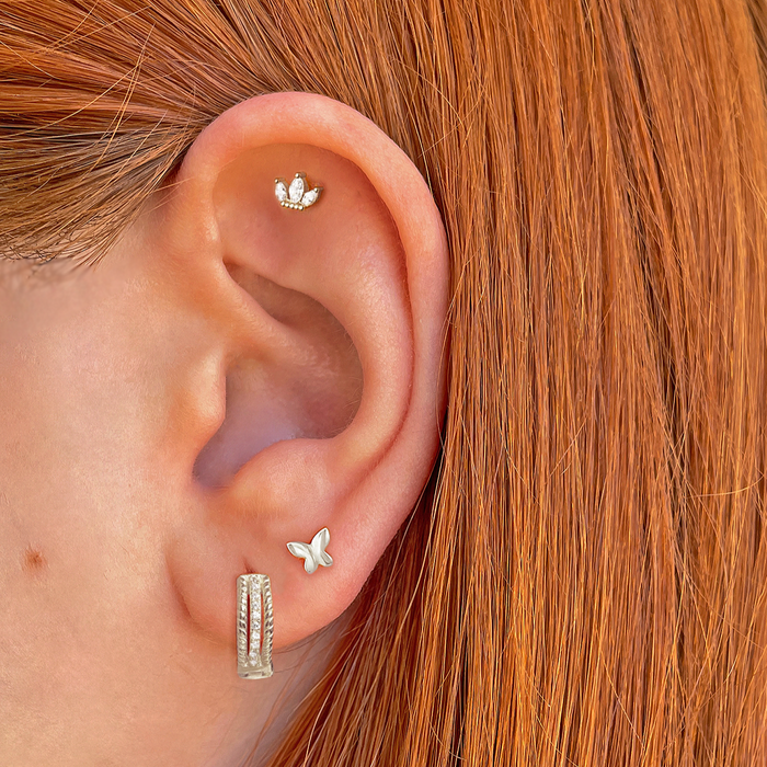 Silver White Tulip Earring