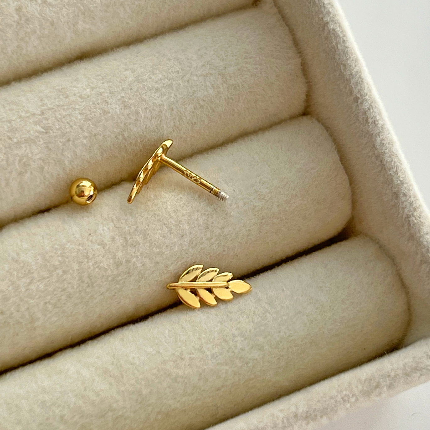 Gold Mini Moon Earring