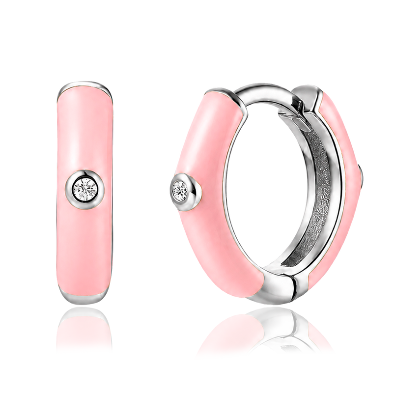 Dea Pink Silver Hoops