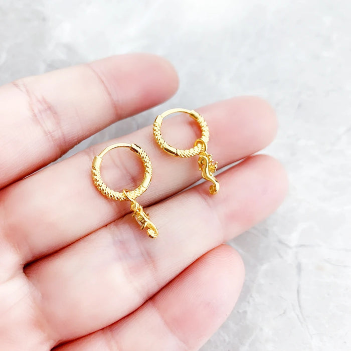 Aros Mini Caballito de Mar Oro