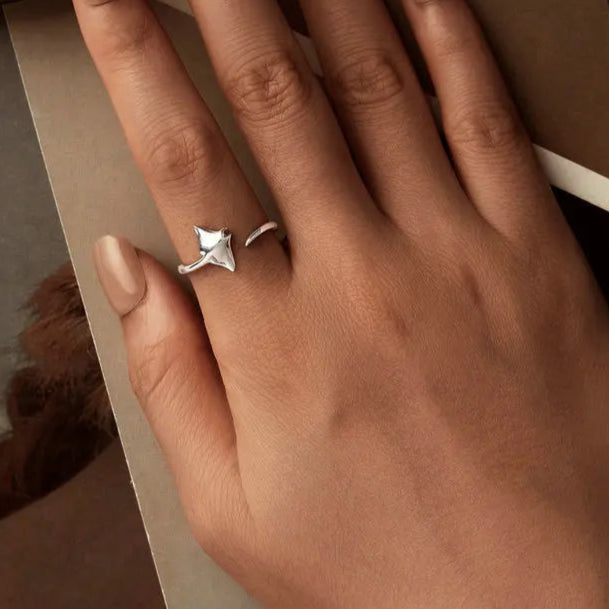 Anillo Manta Raya Plata