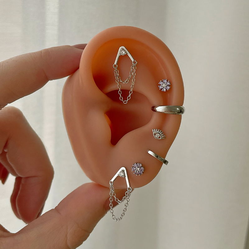 Pendientes Triangle Cadenitas Plata