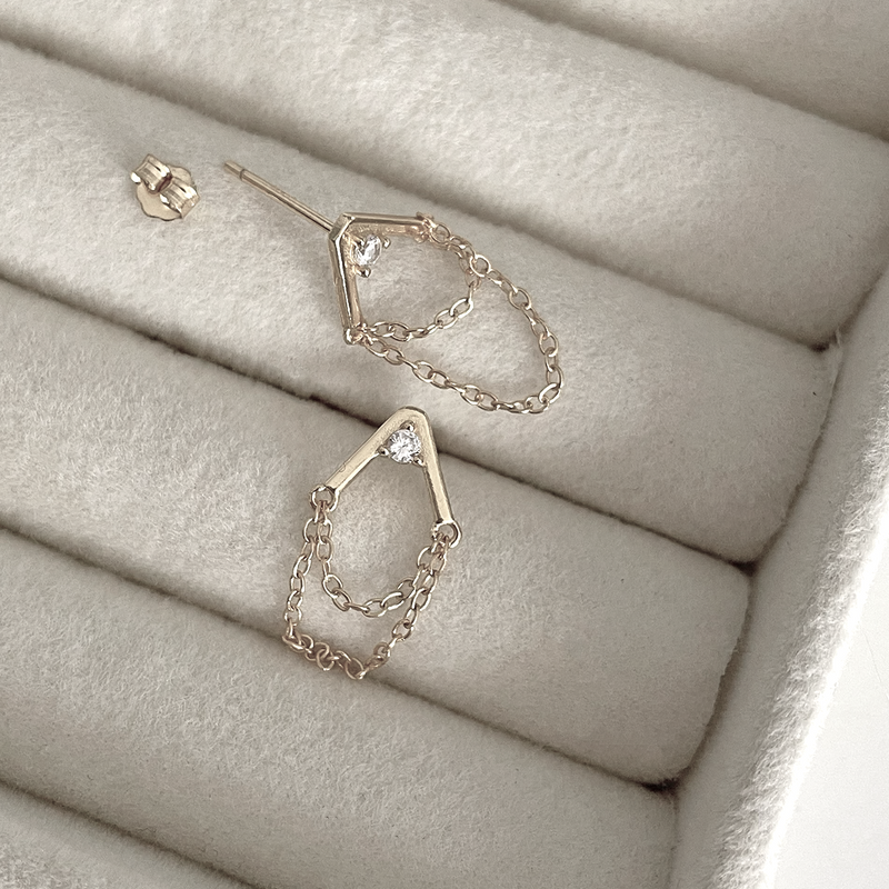 Pendientes Triangle Cadenitas Plata