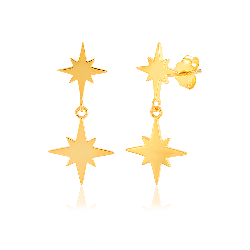 Pendientes Doble Estrella Oro