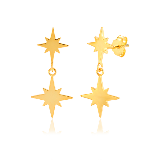 Pendientes Doble Estrella Oro