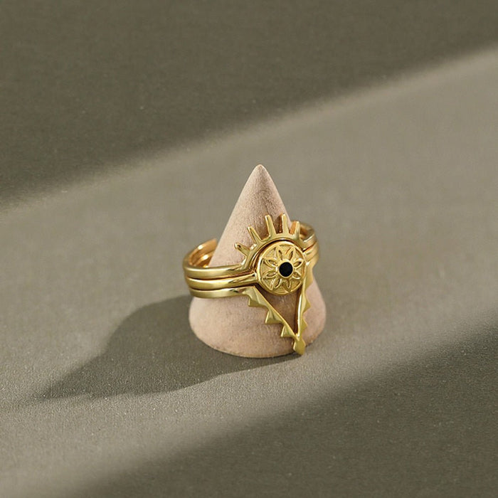 Anillo Black Flower Plata - CLUM