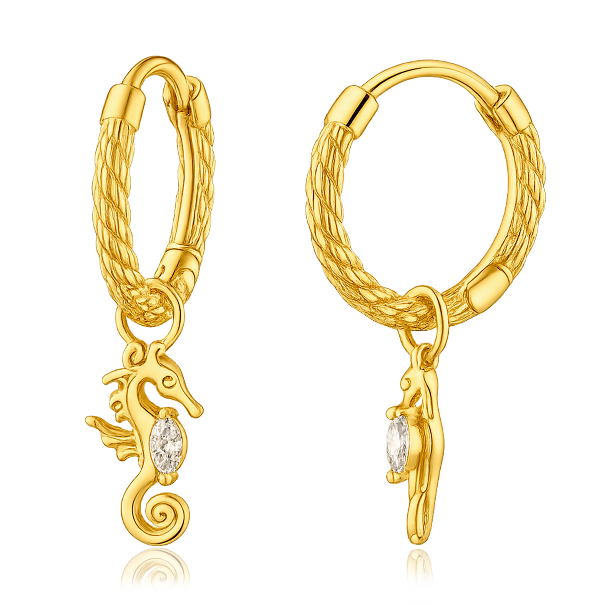 Aros Mini Caballito de Mar Oro