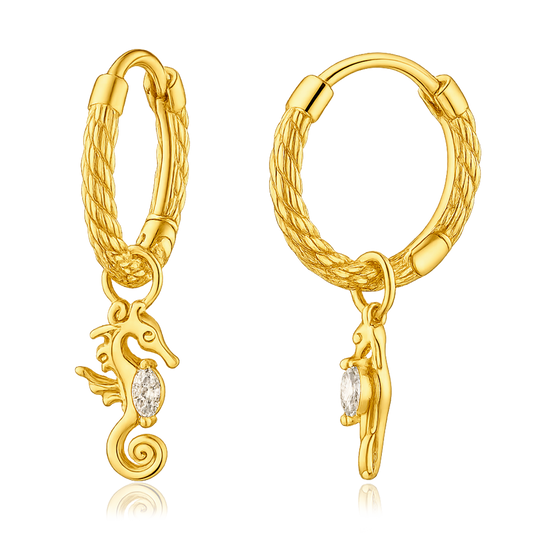 Aros Mini Caballito de Mar Oro