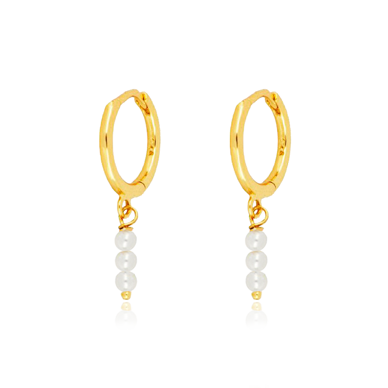 Aros Triple Perla Oro