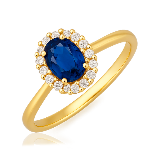 Anillo Oval Blue Oro