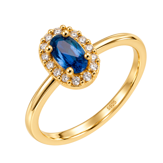 Anillo Oval Blue Oro