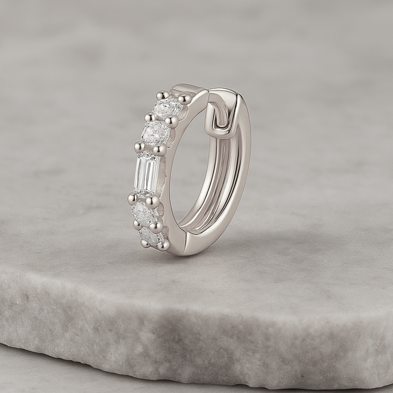 Mini White Gold Hoop - 7mm