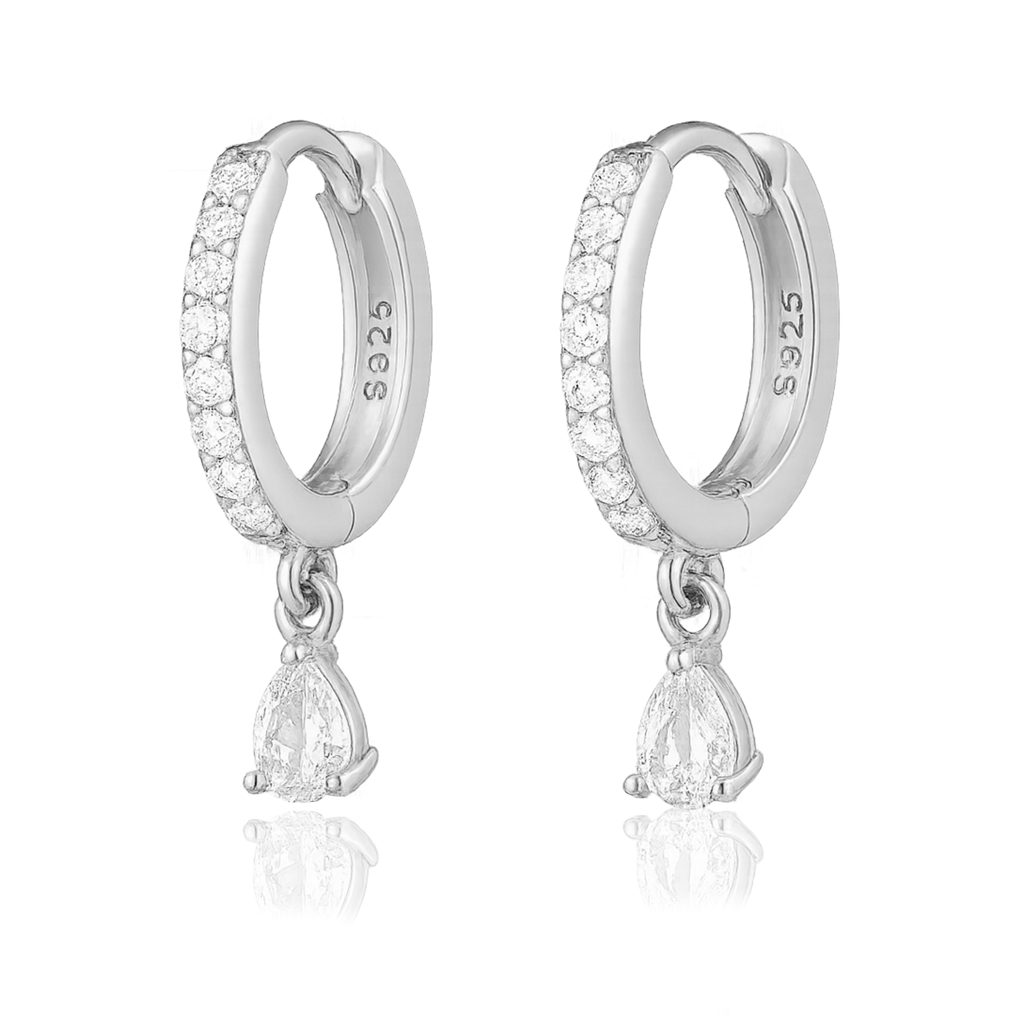 Ayla White Silver Earrings