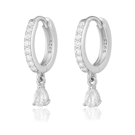 Ayla White Silver Earrings