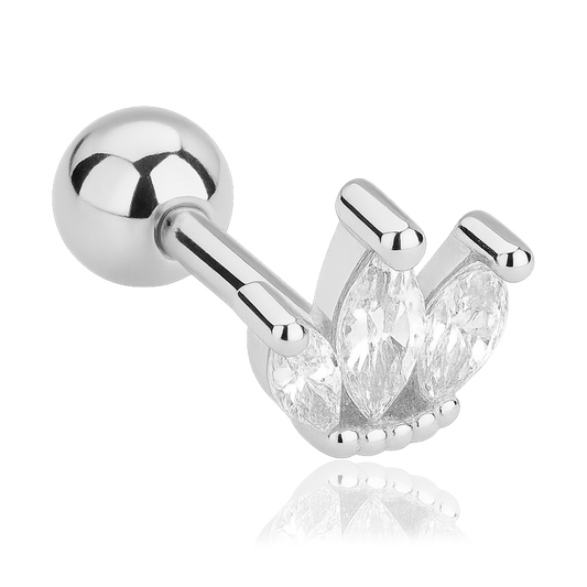 Silver White Tulip Earring