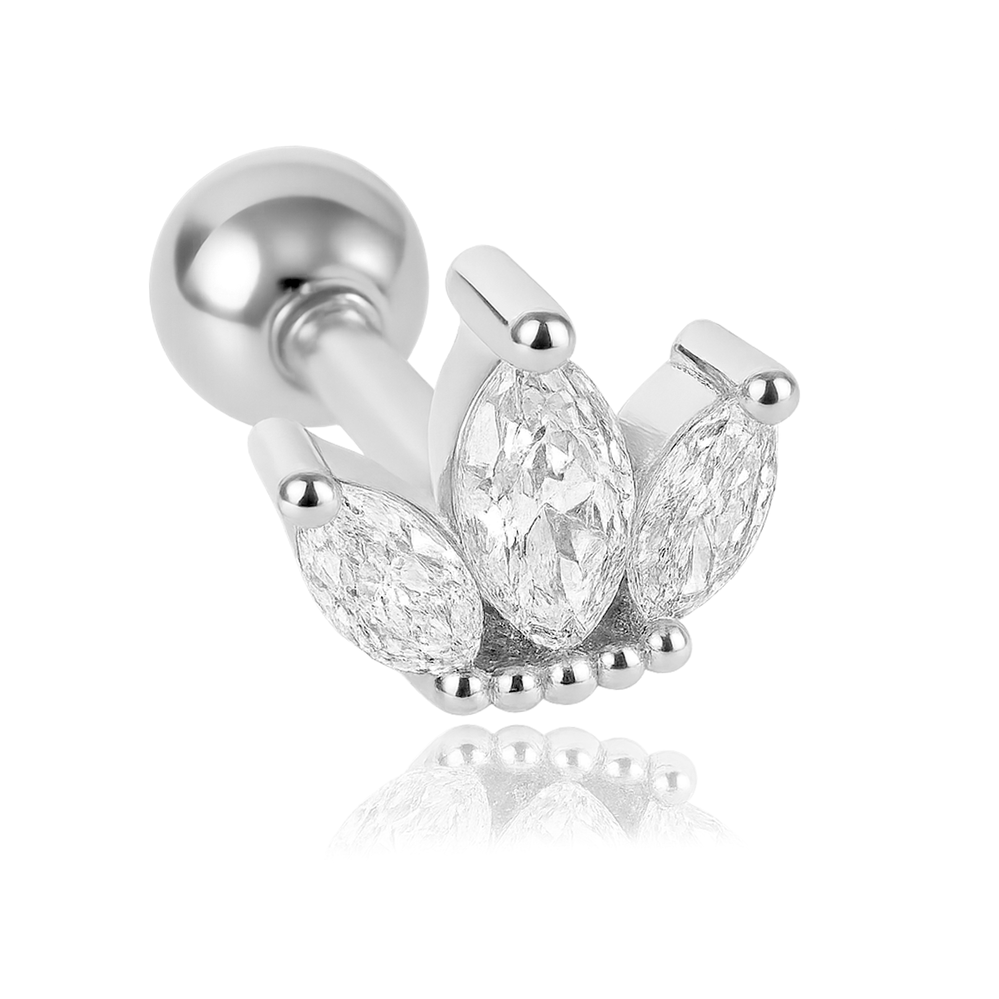 Pendiente Tulipán Blanco Plata