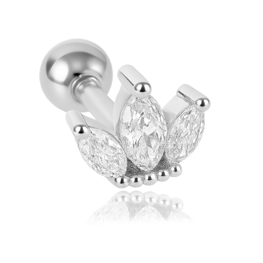 Silver White Tulip Earring