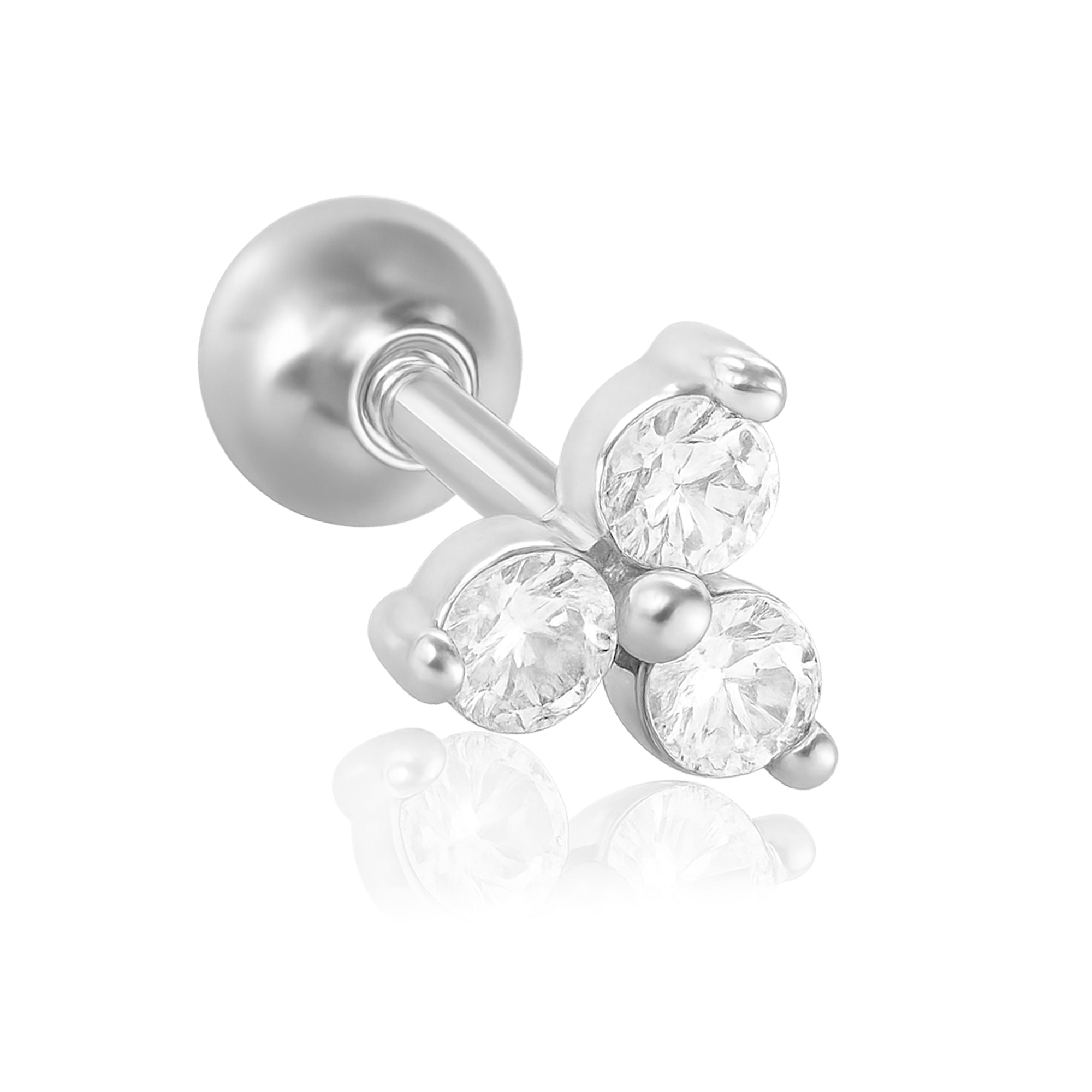 Silver White Clover Earring