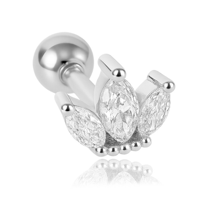 Silver White Tulip Earring