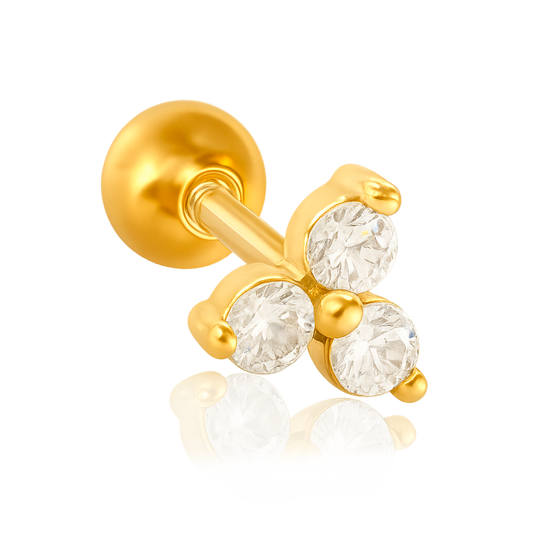 Pendiente Trébol Blanco Oro