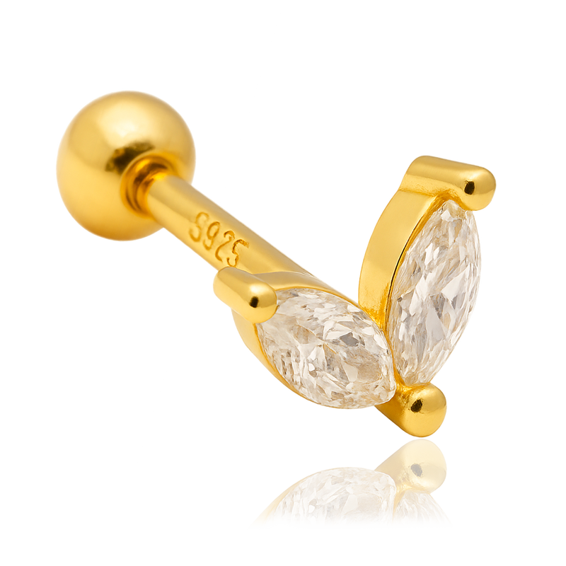 Pendiente Blossom Blanco Oro